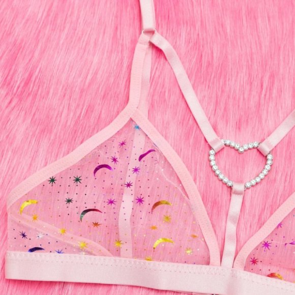 Pink Heart-Embellished Lingerie Set - Picture 3 of 3